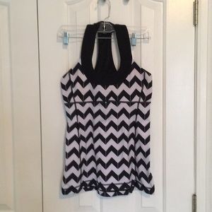 Black and white chevron lululemon tank
